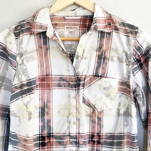 Bleached Distressed Tie Dye Gray & White Top Sz XS - Picture 3 of 7